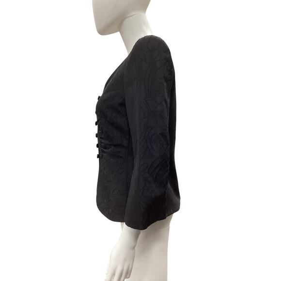 Armani Collezioni Blazer Women’s Size 12 Made In Italy Silk Embroidered Black - Picture 3 of 5